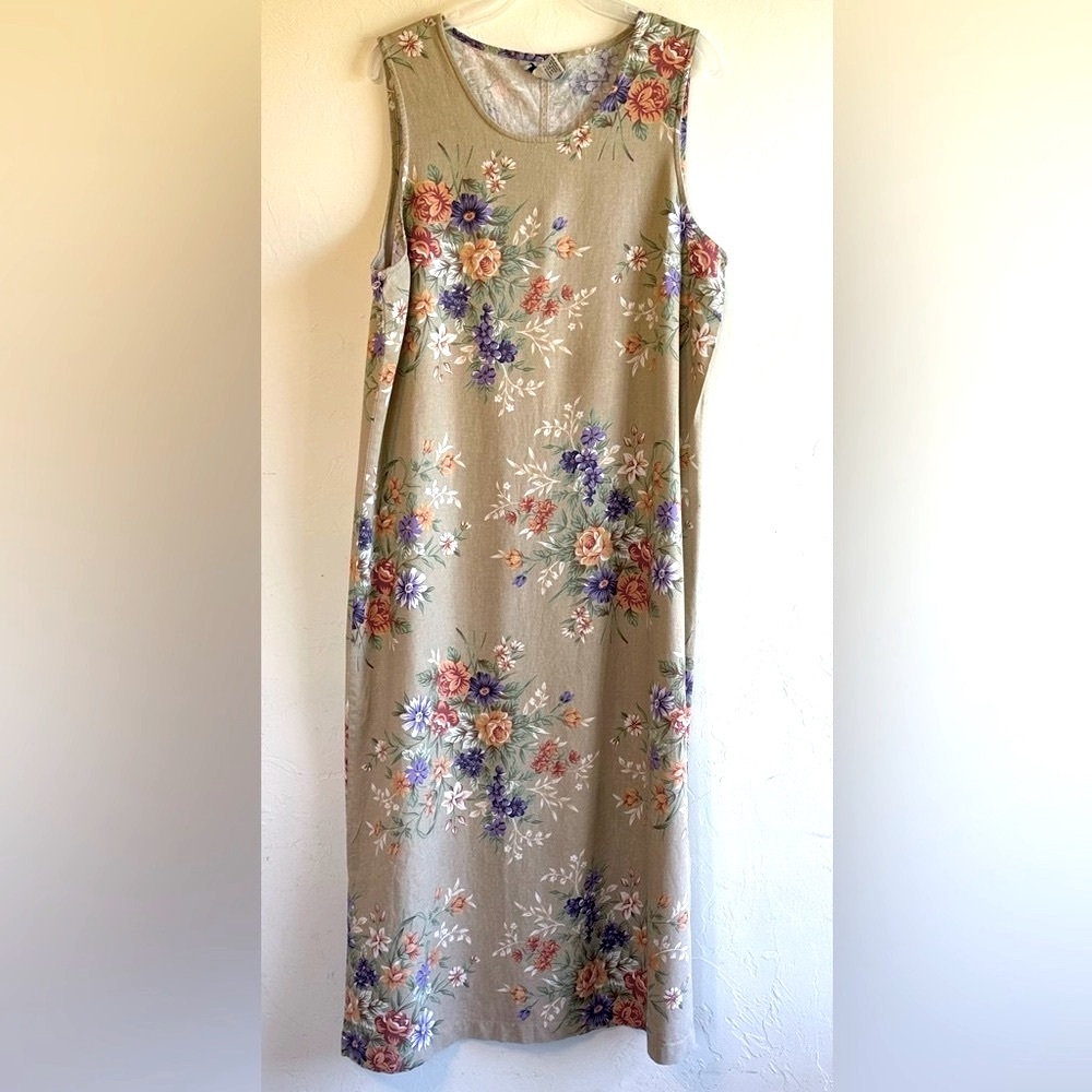 TY Original Wear Floral Midi Dress - Beige with Multicolor Flowers